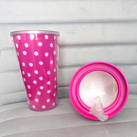 NWOT Hello Kitty Plastic Pink Polka Dot Tumbler/Water Bottle/Glass/Cup - Picture 5 of 8